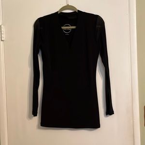 INC .. black sheer long  sleeve top